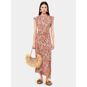 RABANNE Women's Paisley Printed Draped Dress With Signature Piercing Size 10